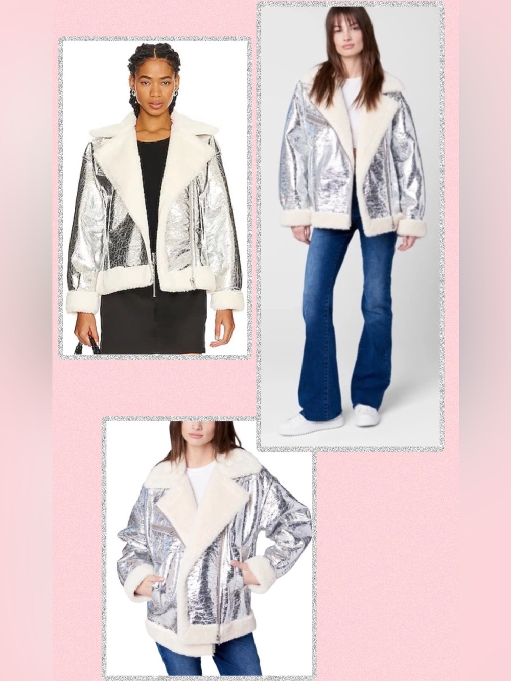 NWT BLANKNYC Shinning Star Metallic Moto Jacket Faux Leather/Sherpa Small - Picture 3 of 16
